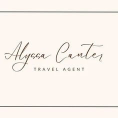 a white business card with the words, aloga cauter travel agent on it