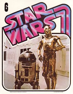 a star wars poster with a robot next to a r2d2