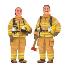 two fire fighters standing next to each other