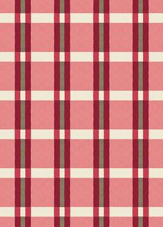 a red and white plaid pattern with brown stripes