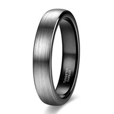 men's wedding band in black stainless steel with brushed finish, 8mm width