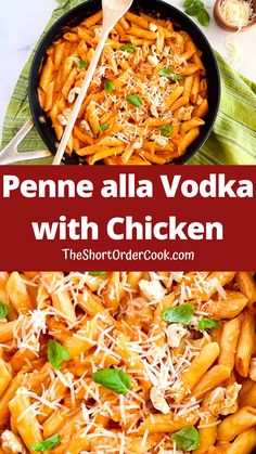 ONLY 30 MINUTES PLUS EASY & DELISH - the best recipe for creamy tomato vodka sauce tossed with al dente penne pasta, & tender chunks of boneless skinless chicken breast. The classic Italian American meal is so simple to make at home from scratch & better than your favorite restaurant. Fancy enough for special dinners, holidays, or Sunday supper but quick enough for busy weeknights. Penne Alla Vodka With Chicken, Tomato Vodka Sauce, Penne Vodka Sauce, Restaurant Fancy, Penne Alla Vodka Recipe, Homemade Ciabatta Bread, Penne Alla Vodka, Vodka Pasta