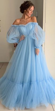 Prom Dresses With Lace, Blue Wedding Gowns, Dresses With Lace, 파티 드레스, Unique Prom Dresses, Blue Wedding Dresses, A Line Prom Dresses, Beauty Dress, Tulle Prom Dress