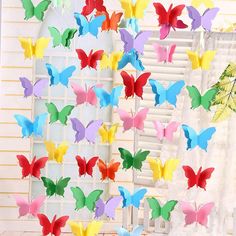 PRICES MAY VARY. ❶Package Included--2 strings butterfly curtain hanging paper(each string have 18pcs butterfly) ❷Size And Style--Each string 8.9 ft, the 3D butterfly about 4.7 inch ❸Suitable Occasion--Bridal Shower, Baby Girl Shower, Birthday Party, Wedding Ceremony, Holiday Decoration ❹Decoration Place-- Windows decor, tree decor, showcase decor, kids bedroom decor, living room decor, photo props/background decor ❺3D Design--The beautiful hanging paper made of card, just unfold each small piece Party Streamer, Flower Party Decorations, Butterfly Garland, Tree Door, Curtain Hanging, Party Streamers, Hanging Flag, Fairy Crafts, Diy Banner