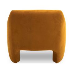 an orange chair that is shaped like a reclining couch with legs and feet on it