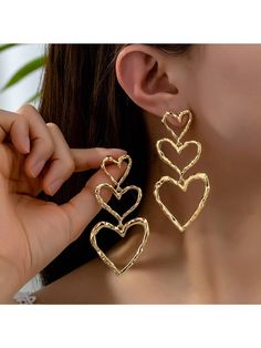 Amarillo Oro  Collar  Aleación de Hierro  Pendientes Largos Embellished Retro Earring, Luxury Earrings, Earrings Women, Watches Women Fashion, Wire Earrings, Earrings Vintage, Ear Jewelry, Elegant Earrings