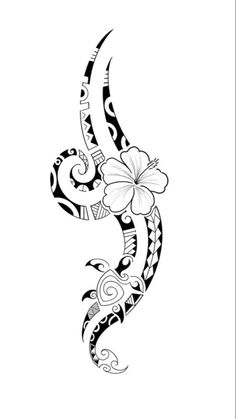 a black and white tattoo design with flowers