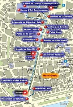 a map that shows the locations of many different places in barcelona, and where they are located