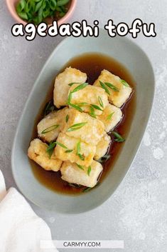 an image of food in a bowl with the words agedasi tofu above it