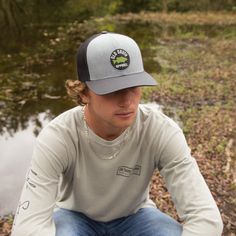 Bass Patch Trucker Hat Available in Heather Grey, Maroon, Carolina Blue and Green Glow. #southern #southernstyle #hunting #fishing #huntingseason #oldsouthapparel - Shop Online at OldSouthApparel.com Country Boy Clothes, Eli Aesthetic, Country Guy Outfits, California Cowboy, Country Guys, Country Man, Hat Aesthetic, Flat Hats