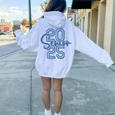 Class of 2025 Senior Hoodie Senior 2025 Senior Sweatshirt - Etsy Senior 2024 Hoodie Ideas, Senior Class Of 2024 Shirt Ideas, Graduation Sweatshirts Ideas, Senior Design Ideas, Senior Merch, School Leavers Hoodies, Senior Hoodies Design Ideas, Senior Hoodies, Hoodies Design Ideas