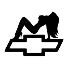 the silhouette of a woman sitting on top of a chevrolet logo