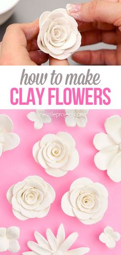 how to make clay flowers that are white and pink