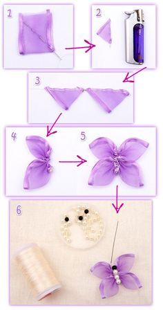 instructions to make an origami cat with purple ribbon and bow on the tail