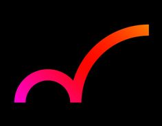 an orange and pink logo with the letter o in it's center on a black background