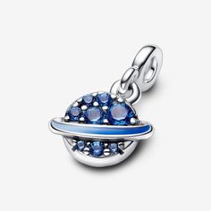 Wear your love for the planet with the Pandora ME Gradient Planet Mini Dangle. Crafted from sterling silver, the front of this emoji-inspired piece is set with eight round brilliant-cut blue man-made crystals to represent the oceans. The back of is decorated with micro-beading and a line of enamel gradient going around the mini dangle symbolises the earth’s axis. This one-of-a-kind piece can be styled on Pandora ME openable styling connectors across link chain bracelets, necklaces, rings and hoo Pandora Wishlist, Pandora Family, Pandora Shop, Pandora Me, Open Heart Ring, Gold Armband, Cultured Pearl Necklace, Bracelet Charms