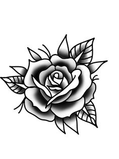 Tattoos Outline, White Rose Tattoo, Black And White Rose Tattoo, Traditional Tattoo Outline, Traditional Tattoo Stencils, Traditional Tattoo Drawings, Rose Tattoo Stencil, Tato Tradisional, Basic Tattoos