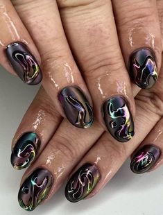 Foils Nail Art, Oil Spill Nails, Oil Slick Nails, Mesh Nails, Quartz Nail Art, Textured Nail Art, Thermal Nails, Minimal Nails Art