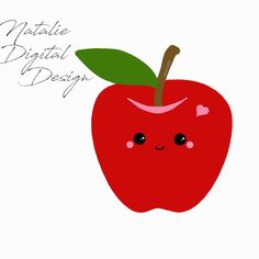 an apple with a face drawn on it and the words natalie digital design above it