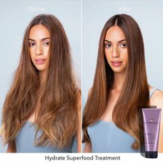 Description: This is your hair's weekly hydration IV full of the essential nutrients needed to intensely moisturize and soften dry, brittle hair. Pureology Hydrate Superfood Treatment is a deep conditioner/hair mask that boosts shine and smooths frizz. Who it's for: Dry, Brittle Hair Hair Goals: Intense hydration, Repair, Nourishment, Softness, Shine Benefits: Extra moisturizing Repairs dry hair Provides intense nourishment Gives essential nutrients Adds softness and shine ZeroSulfate®, 100% Veg Pureology Hydrate, Coriander Oil, Moisturizing Hair Mask, Moisture Hair, Soften Hair, Aromatherapy Blends, Personal Assistant, Brittle Hair, Moisturize Hair