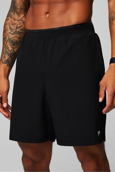 The Fundamental Short II 7in FL2 black male Activewear >> Mens >> Bottom >> Shorts >> Un-lined Shorts regular 4-Way Stretch/Anti-Static/Anti-Stink/Cell Phone Pocket/Hidden Pockets/No-Roll Waistband/Sweat Wicking Black Swim Trunks Men, Black Swim Trunks, Male Outfits, Raise The Bar, Training Shorts, Mens Swim Trunks, Gym Shorts, Mens Activewear, Workout Gear