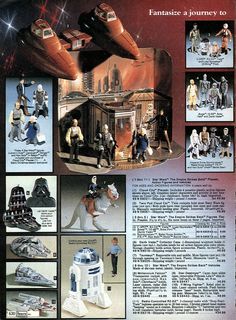 an advertisement for star wars toys with various pictures and information about the characters in it