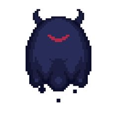 an evil looking blue monster with red eyes