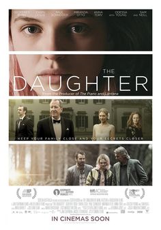 the daughter movie poster with three different characters on each side and one woman looking at the camera