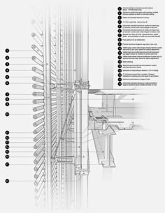 an architectural drawing shows the details of a building's structure and its surrounding features