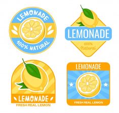 four lemon labels with different flavors