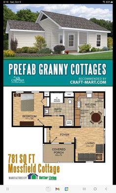 the floor plan for a two bedroom granny cottage