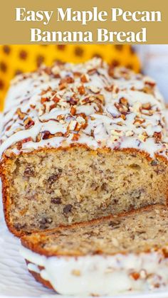 a loaf of banana nut bread on a plate