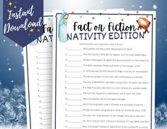 a printable nativity game for kids to play in the snow with christmas decorations