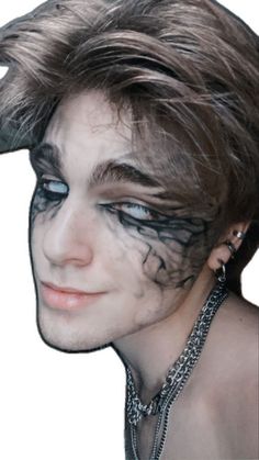 Goth Makeup Looks Men, Boy Makeup Looks, Gothic Men Makeup, Goth Mens Makeup, Scary Male Makeup, Gothic Men’s Makeup, Horror Make-up, Monster Makeup, Halloweenský Makeup