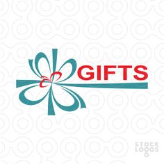 the logo for gifts is shown in red and blue