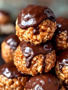 chocolate covered cookies stacked on top of each other