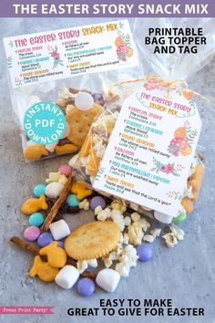 the easter story snack mix printable bag topper and tag