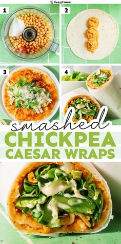 the instructions for how to make chickpea caesar wraps