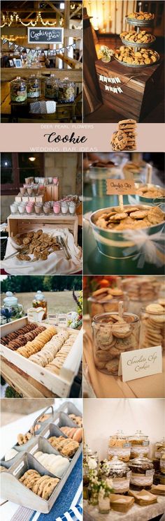 many different pictures of food and desserts on display