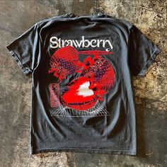 Strawberry Tshirt, Strawberry T Shirt, Strawberry Delight, Spooky Black, Casual Halloween, Graphic Print Top, Halloween Graphic, Streetwear Tops