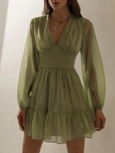 F00139173-303 Gaun Fashion, Dress Tight, Chiffon Mini Dress, Daily Dress, Doc Martens, Mode Inspiration, Looks Vintage, Long Sleeve Mini Dress, Fancy Dresses