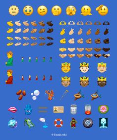 a bunch of different emoticions on a blue background