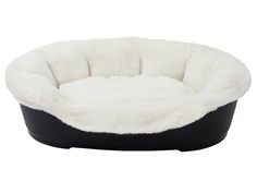 a black and white dog bed on a white background