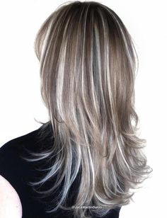 Blonde Hair With Silver Highlights, Brown Hair With Silver Highlights, Gray Highlights, Silver Hair Highlights, Platinum Blonde Highlights, Silver Highlights, Gray Hair Growing Out, Hair Growing, Silver Hair Color