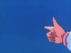 an animated hand pointing at something in the sky