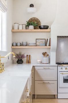 the kitchen is clean and ready to be used as a place for cooking or baking