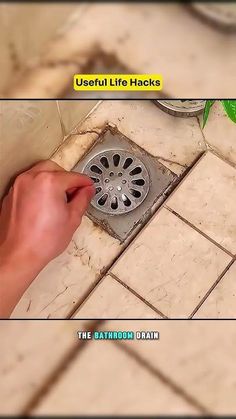 a person is fixing a drain on the floor