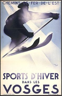 Vosges Vintage Ski  Poster Winter Poster, Ski Art, Vintage Advertisement, French Art Deco