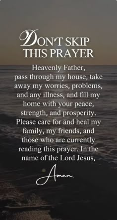 an image with the words don't skip this prayer