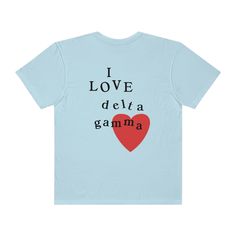 Soft, cute, and trendy, this Delta Gamma sorority t-shirt will quickly become your go-to cozy shirt! Use the drop down to specify preference between white, ivory, island reef, chambray, orchid, or blossom. Printed with black color letters and red color heart.LISTING IS FOR DELTA GAMMA. Please be sure you are ordering for your correct Sorority.We print on high quality, soft, & heavyweight materials, sustainably made and printed in the US.♥ SIZING ♥Unisex Sizing-For a more feminine, fitted look we Delta Gamma Sorority, Kappa Kappa Gamma, Sorority Tshirts, Color Heart, Delta Gamma, Soft Cute, Sorority, Chambray, Red Color